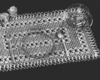 Lacet & Border Design Placemat Filet Crochet Pattern