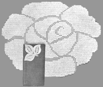 Rose Placemat & Leaf Motif Filet Crochet Pattern