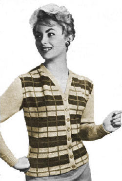 Plaid Sweater Knitting Pattern 36-38