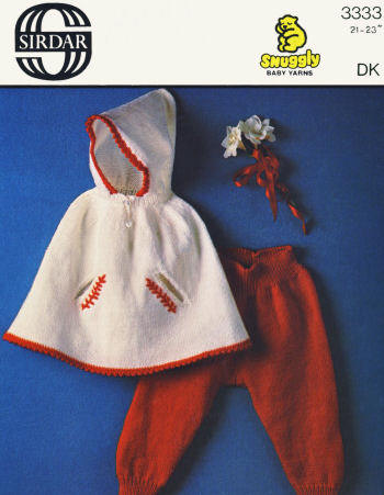 Children Hooded Poncho & Pants Knitting Pattern Sz 2-4