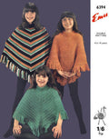 Girls' Poncho Knitting Pattern 4-16