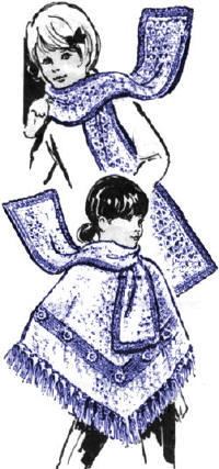 Girls Poncho & Scarf Crochet Pattern Sz 4-14