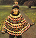 Fair Isle Poncho, Hat & Mitts Girls Knitting Pattern 8-12