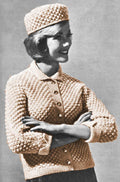 Popcorn Sweater & Pillbox Hat Set Knitting Pattern 32-38