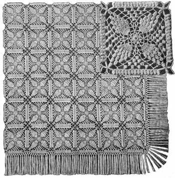 Popcorn Motif Bedspread Crochet Pattern