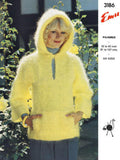 Popover with Hood Sweater Knitting Pattern 32-42