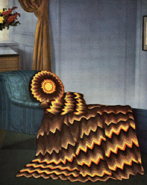 Ripple Afghan & Pillow Cushion Crochet Pattern