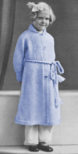 Child's Housecoat Robe Knitting Pattern Sz 2-6
