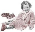 Girl's Housecoat & Slippers Knitting Crochet Pattern Sz 2-3
