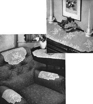 Rose Chair Set & Runners Vintage Filet Crochet Pattern