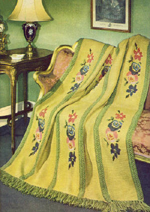 Roses Afghan Crochet Embroidery Pattern