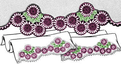 Roses Motifs Insertion & Edging Crochet Pattern