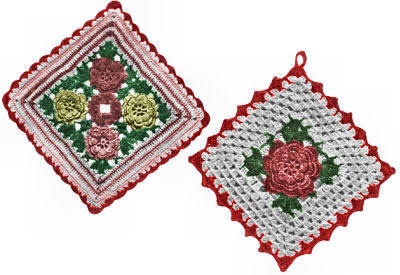 Roses Floral Trivets or Pot Holders Crochet Pattern