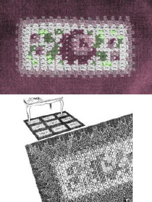 Rose Design Rug Crochet & Cross Stitch Pattern