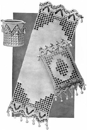 Runner Pillow & Basket Set Antique Crochet Pattern