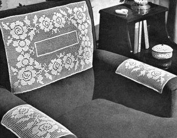 Victorian Sampler Chair Set Filet Crochet Pattern