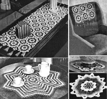 Shaded Star Doily, Chair Set, Runner Crochet Pattern