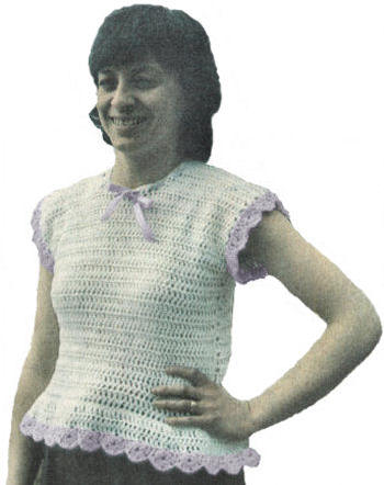Peplum Shell Sweater Top Crochet Pattern 32-34