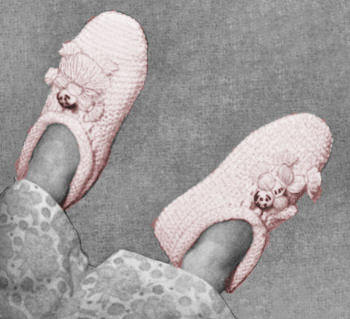 Girls Slippers with Doll Decoration Knitting Pattern 2-6