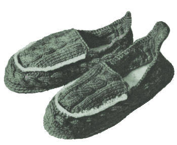 Cable Moccasin Slippers Knitting Pattern S M L
