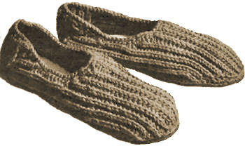 Men & Children Ribbed Moccasin Slippers Knitting Pattern S M L