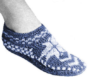Norwegian Slippers Graph Knitting Pattern S M L