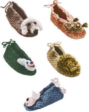 Child Slippers with Changeable Heads Crochet Pattern S M L