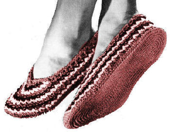 Striped Slippers Crochet Pattern Sz S M L