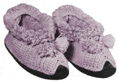 Slippers with Loop Edging Crochet Pattern Sz M