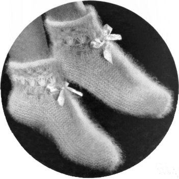 Fuzzy Slipper Socks with Ankle Ribbon Knitting Pattern