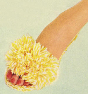 Pompon Slippers Crochet Pattern Sz S M L
