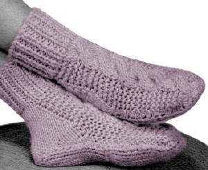 Cable Bed Socks Slippers Knitting Pattern