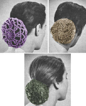 3 Bun Cover Snood Hairnets Crochet Pattern