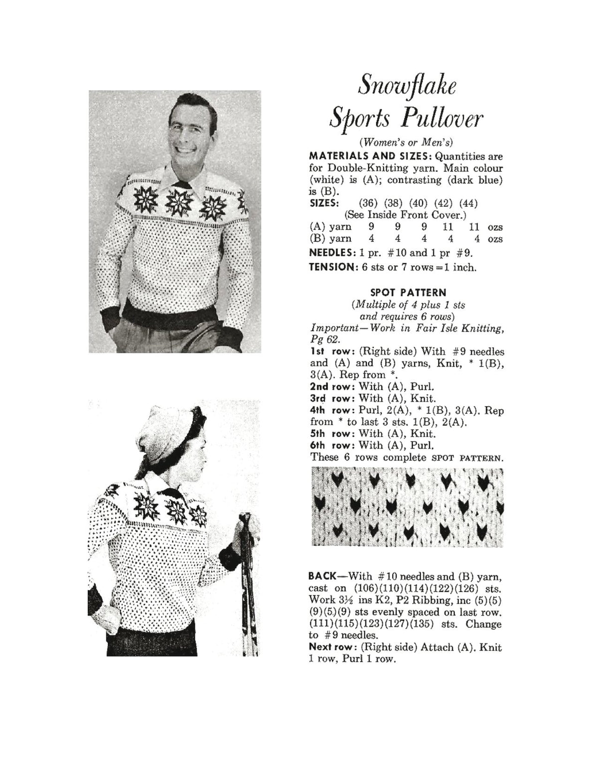 Snowflake Sweater Knitting Pattern 36-44