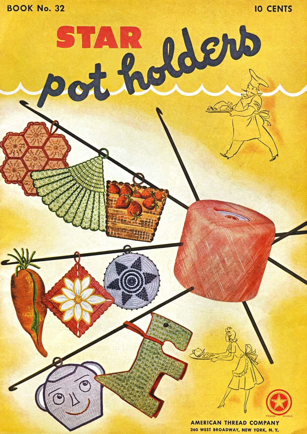 Pot Holders and Recipes Vintage Crochet Patterns Book