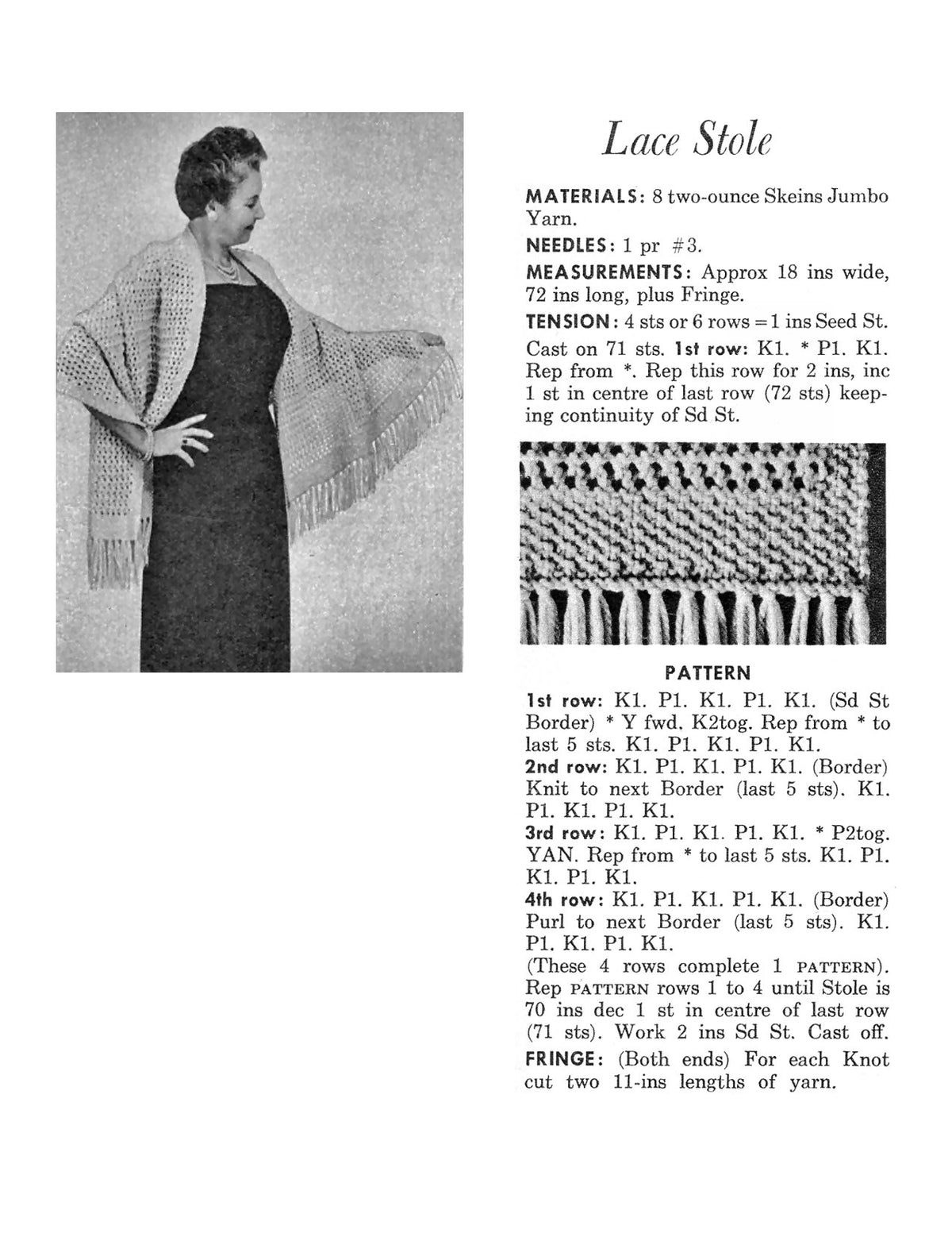 Lacy Fringed Stole Knitting Pattern