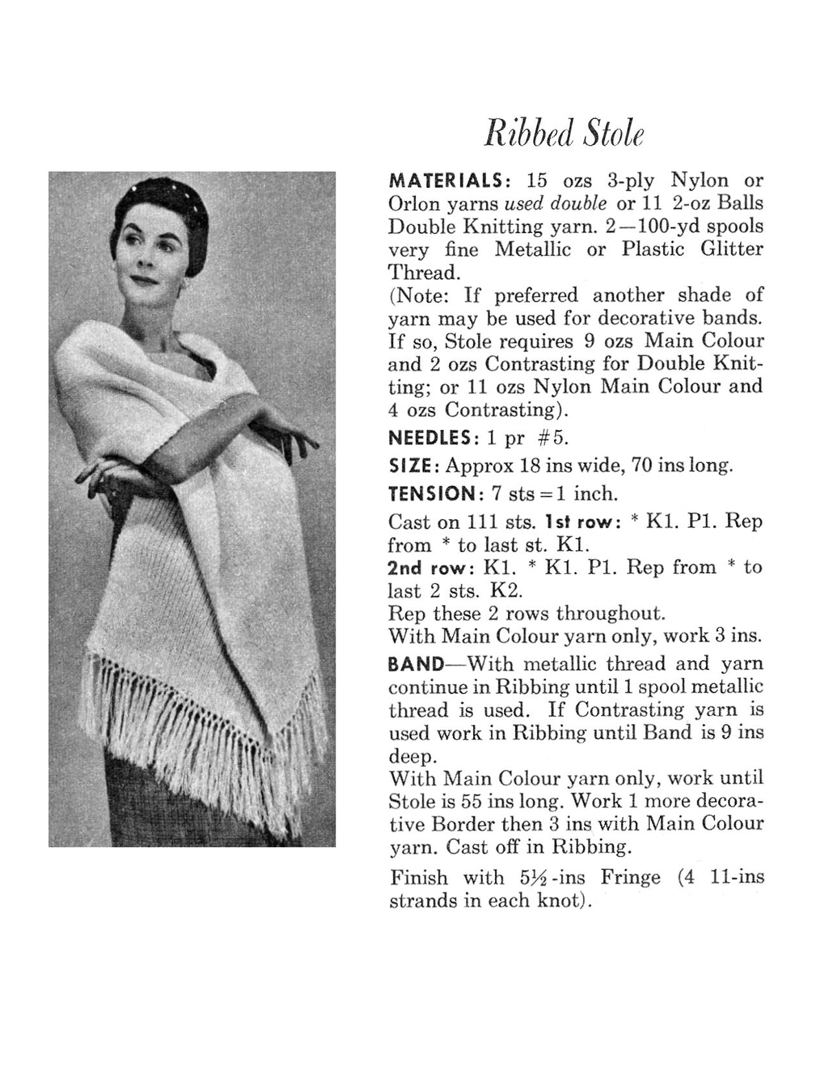 Ribbed Stole Knitting Pattern