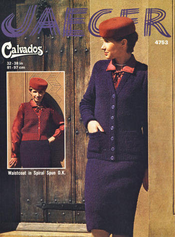 Jacket, Vest & Skirt Suit Knitting Pattern Bust 32-38