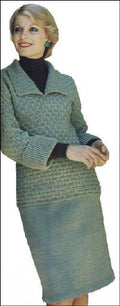 Basket Stitch Sweater & Skirt Suit Knitting Pattern Bust 32-38