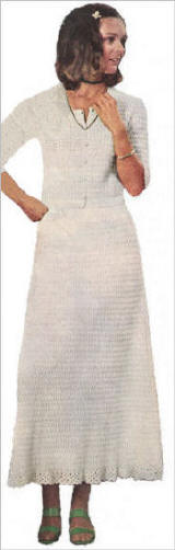 Waist Jacket & Long Skirt Suit Crochet Pattern 32.5-38
