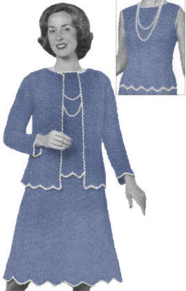 Top, Skirt & Jacket Suit Crochet Pattern Sz 10