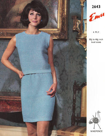 Shell Top & Slim Skirt Suit Knitting Pattern Bust 32.25-40.25
