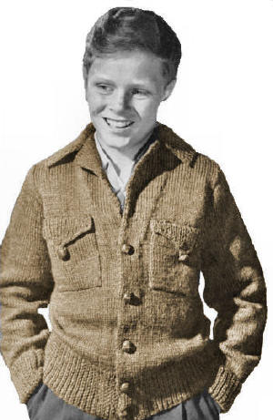 Boys Sweater Jacket Knitting Pattern Sz 10-14