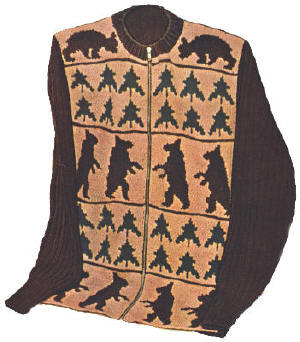 Men's Cardigan Sweater with Bears & Trees Knitting Pattern 36-40