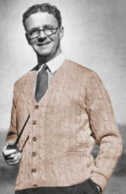 Men's Cardigan Sweater 3 Styles Knitting Pattern 46-50