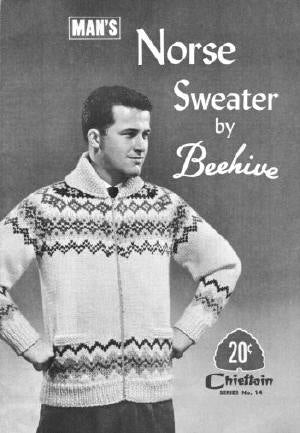 Men's Norse Sweater Graph Knitting Pattern Sz 38-44