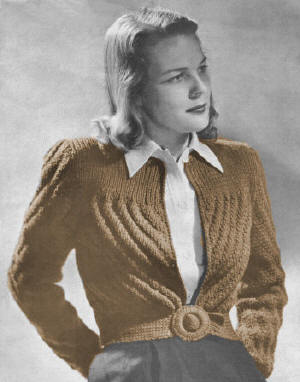 Waist Belted Sweater Knitting Pattern 32-38