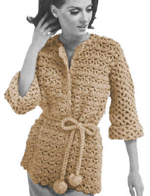 Wrap Cardigan Sweater Crochet Pattern Sz 12-18