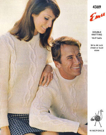 Pullover Aran Sweater Knitting Pattern 34-44