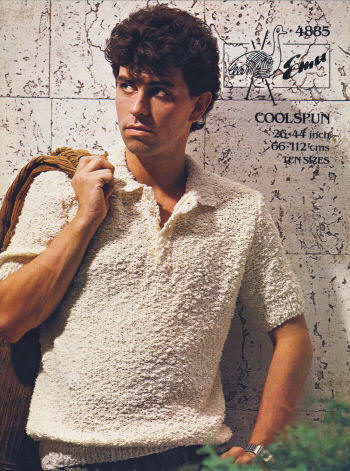 Man's Sports Shirt Sweater Knitting Pattern 26-44